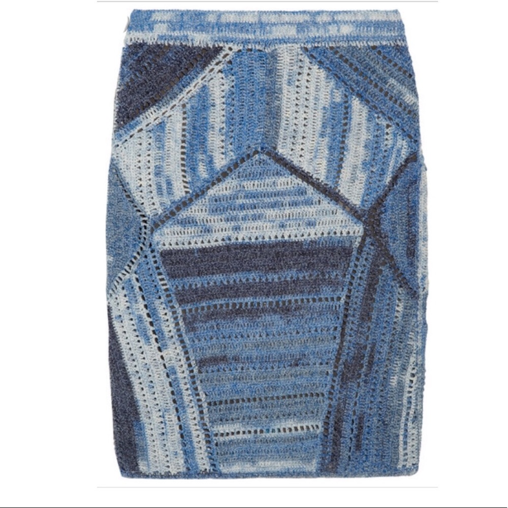 Rag & Bone Crochet Blue Knit Skirt Jasmin Tie-Dye